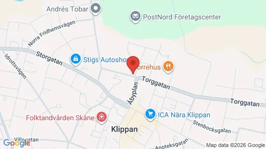 Affärslokaler till försäljning i Klippan - kort over placeringen