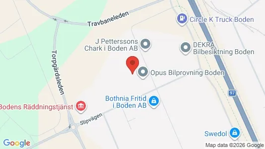 Fastighetsmarker att hyra i Boden - kort over placeringen