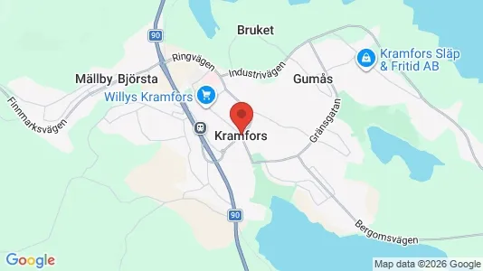 Butikslokaler att hyra i Kramfors - kort over placeringen