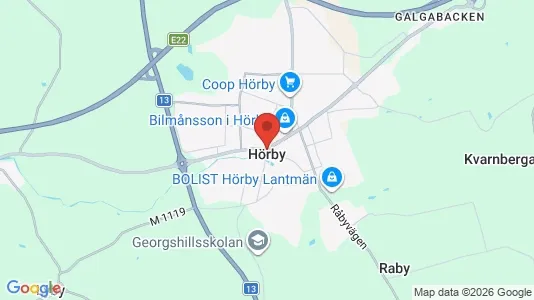 Bostadsfastigheter till försäljning i Hörby - kort over placeringen