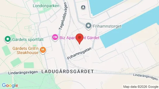 Lagerlokaler att hyra i Gärdet/Djurgården - kort over placeringen