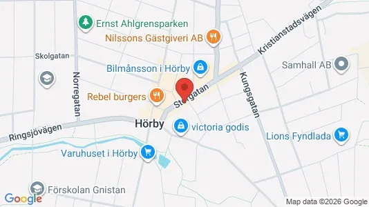 Affärslokaler till försäljning i Hörby - kort over placeringen
