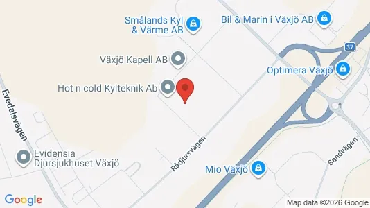 Kontorslokaler att hyra i Växjö - kort over placeringen