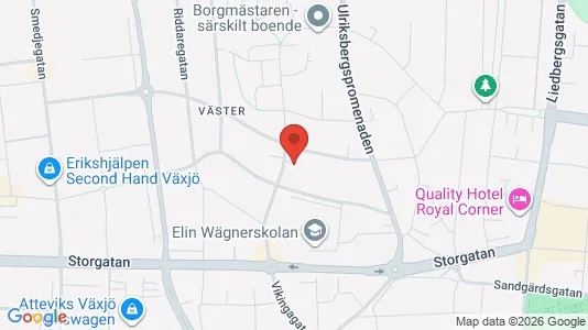 Kontorslokaler att hyra i Växjö - kort over placeringen