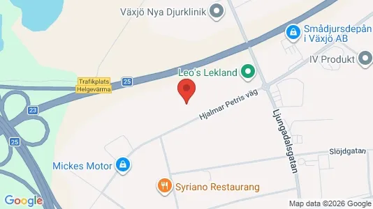 Lagerlokaler att hyra i Växjö - kort over placeringen