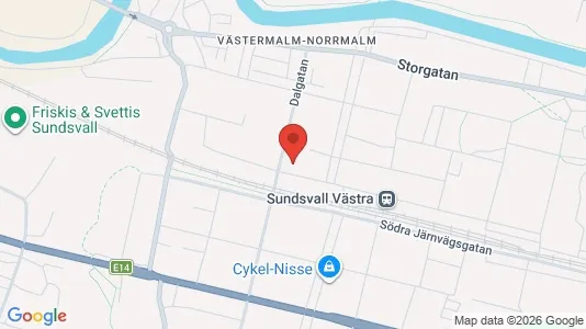 Kontorslokaler att hyra i Sundsvall - kort over placeringen