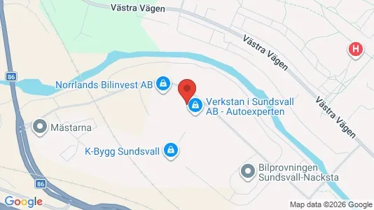 Kontorslokaler att hyra i Sundsvall - kort over placeringen
