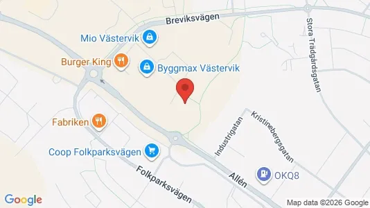 Industrilokaler att hyra i Västervik - kort over placeringen