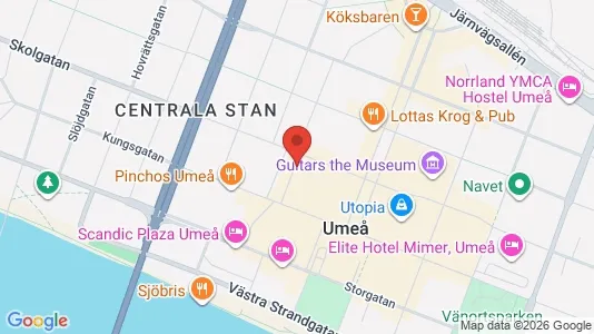 Affärslokaler att hyra i Umeå - kort over placeringen