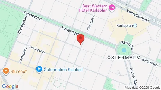 Kontorslokaler att hyra i Östermalm - kort over placeringen