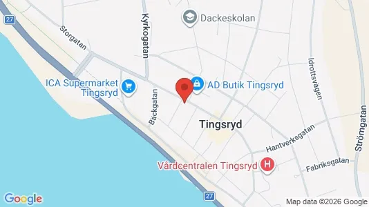 Affärslokaler att hyra i Tingsryd - kort over placeringen