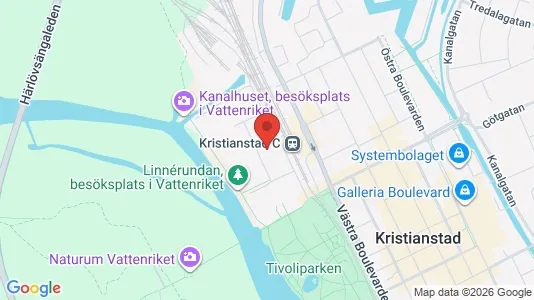 Affärslokaler att hyra i Kristianstad - kort over placeringen