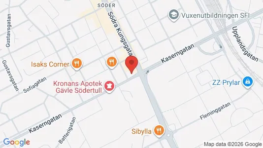Affärslokaler att hyra i Gävle - kort over placeringen