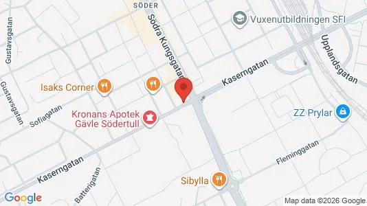 Affärslokaler att hyra i Gävle - kort over placeringen