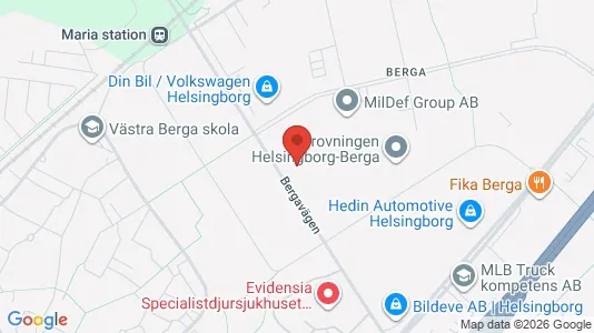 Kontorslokaler att hyra i Helsingborg - kort over placeringen