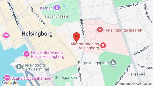 Kontorslokaler att hyra i Helsingborg - kort over placeringen