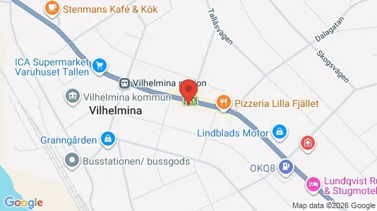 Affärslokaler att hyra i Vilhelmina - kort over placeringen