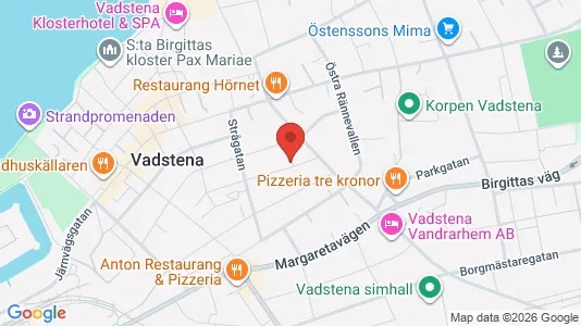 Affärslokaler till försäljning i Vadstena - kort over placeringen