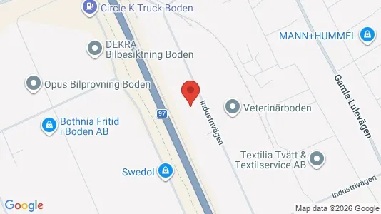 Industrilokaler att hyra i Boden - kort over placeringen
