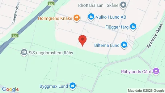 Lagerlokaler att hyra i Lund - kort over placeringen