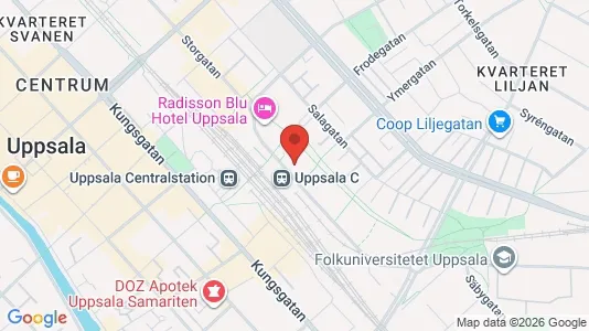 Kontorslokaler att hyra i Uppsala - kort over placeringen