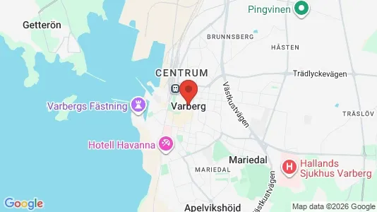 Affärslokaler att hyra i Varberg - kort over placeringen