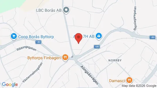 Industrilokaler att hyra i Borås - kort over placeringen