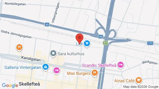 Kontorslokaler att hyra i Skellefteå - kort over placeringen