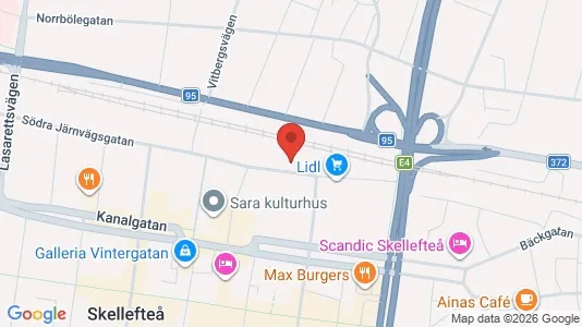 Kontorslokaler att hyra i Skellefteå - kort over placeringen