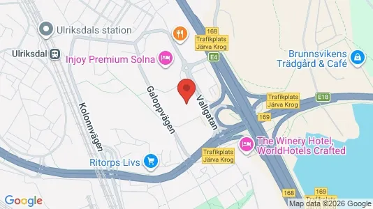 Kontorslokaler att hyra i Solna - kort over placeringen