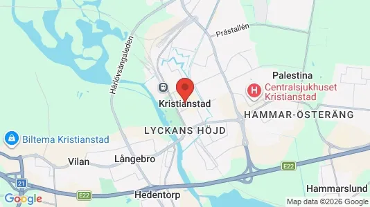 Restauranglokaler att hyra i Kristianstad - kort over placeringen