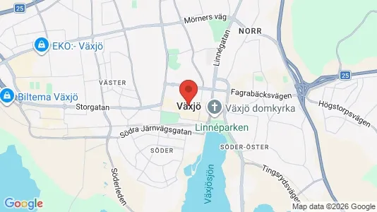 Butikslokaler att hyra i Växjö - kort over placeringen