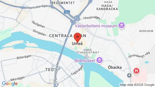 Butikslokaler att hyra i Umeå - kort over placeringen