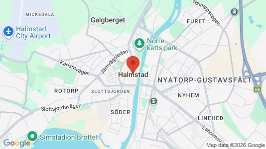 Butikslokaler att hyra i Halmstad - kort over placeringen