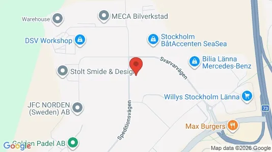Industrilokaler att hyra i Huddinge - kort over placeringen