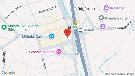 Kontorslokaler att hyra i Mölndal - kort over placeringen
