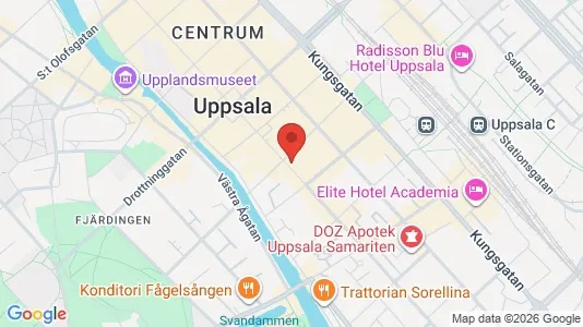 Affärslokaler att hyra i Uppsala - kort over placeringen