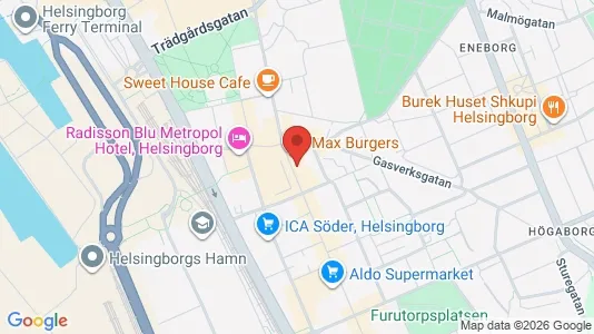 Kontorslokaler att hyra i Helsingborg - kort over placeringen