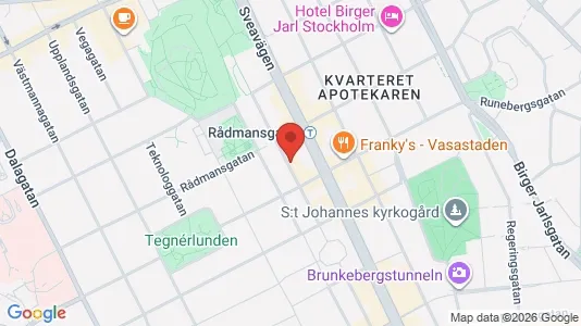 Kontorslokaler att hyra i Vasastan - kort over placeringen
