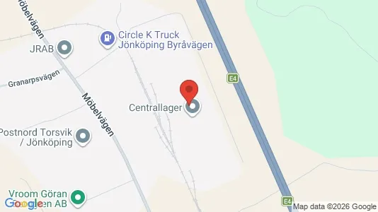 Lagerlokaler att hyra i Jönköping - kort over placeringen