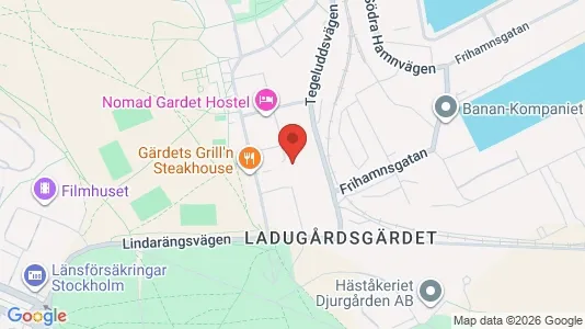 Kontorslokaler att hyra i Gärdet/Djurgården - kort over placeringen