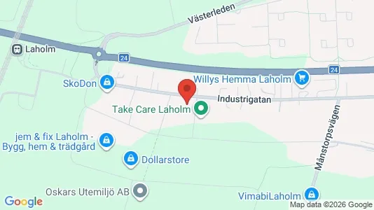 Industrilokaler att hyra i Laholm - kort over placeringen