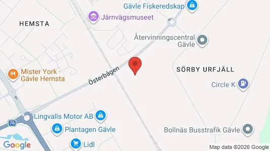 Lagerlokaler att hyra i Gävle - kort over placeringen