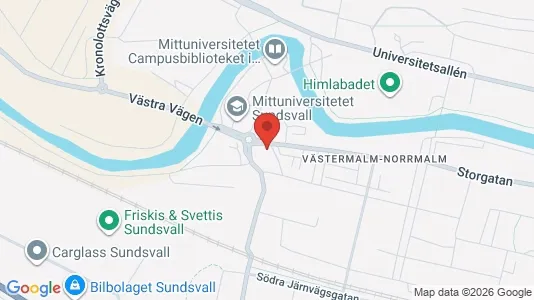 Kontorslokaler att hyra i Sundsvall - kort over placeringen