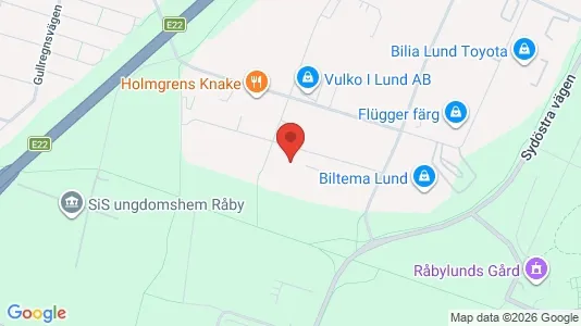 Lagerlokaler att hyra i Lund - kort over placeringen
