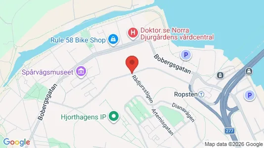 Kontorslokaler att hyra i Gärdet/Djurgården - kort over placeringen