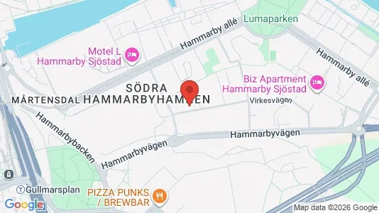 Kontorslokaler att hyra i Hammarbyhamnen - kort over placeringen
