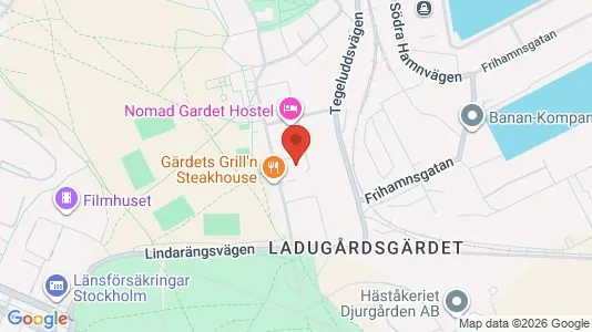 Kontorslokaler att hyra i Gärdet/Djurgården - kort over placeringen