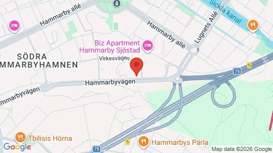 Kontorslokaler att hyra i Hammarbyhamnen - kort over placeringen