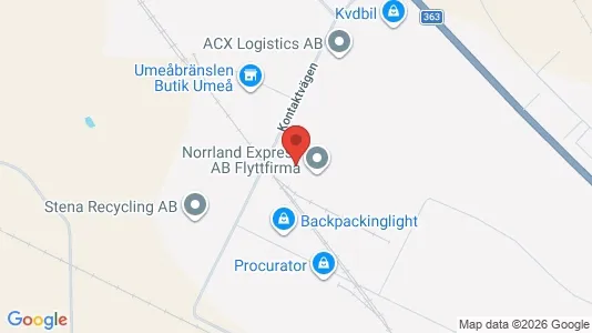 Kontorslokaler att hyra i Umeå - kort over placeringen